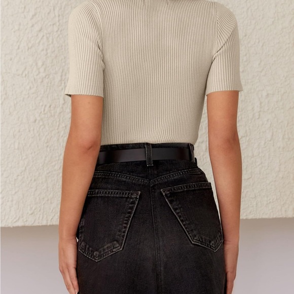 Brand New Women's Short Sleeve Crewneck T Shirt 2024 Summer Ribbed Knit - Picture 5 of 7